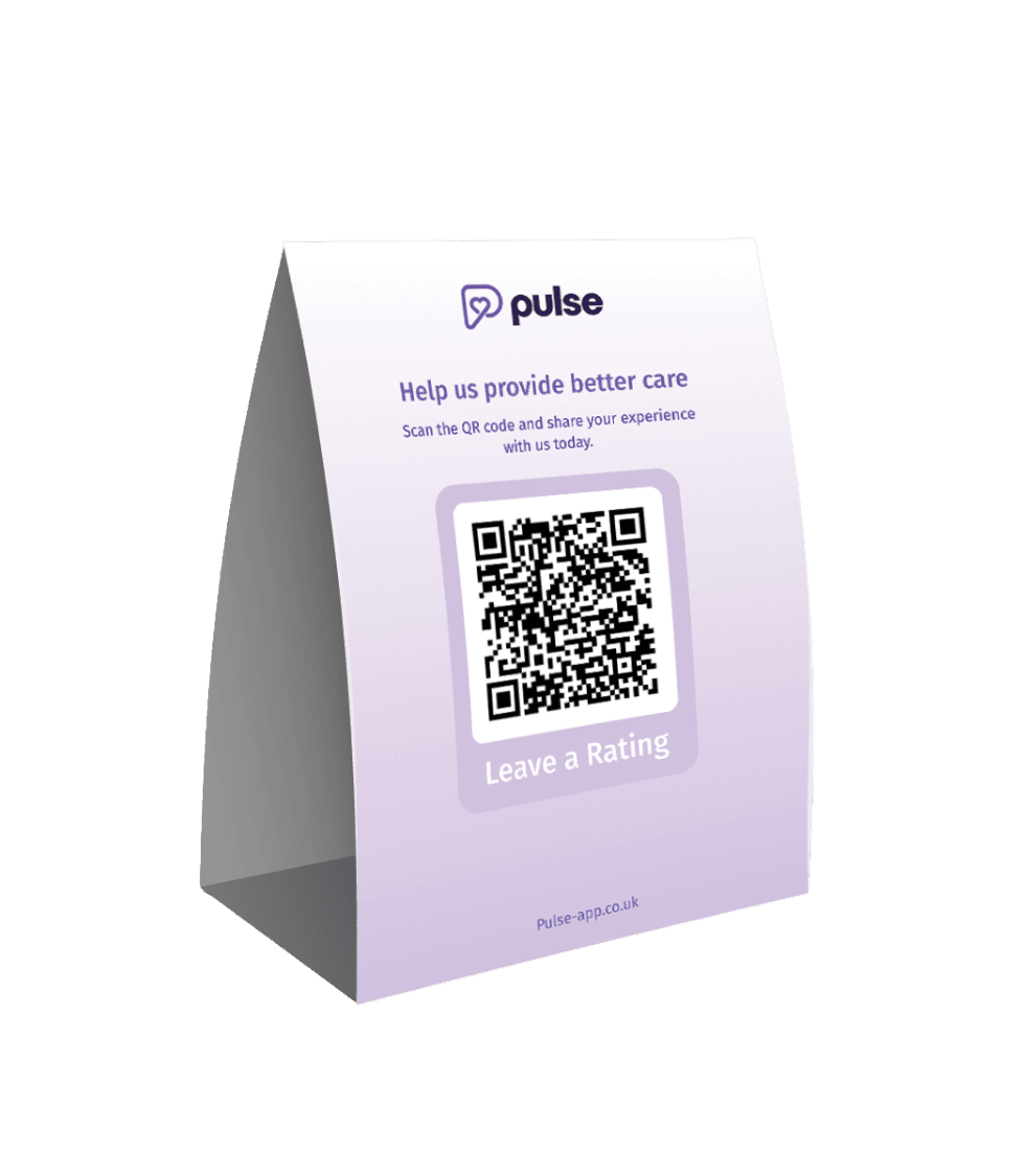A small QR stand for a communal area or setting