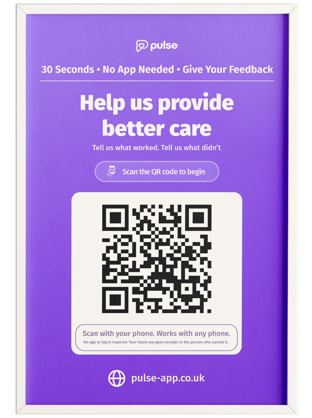 A QR poster included in a welcome pack