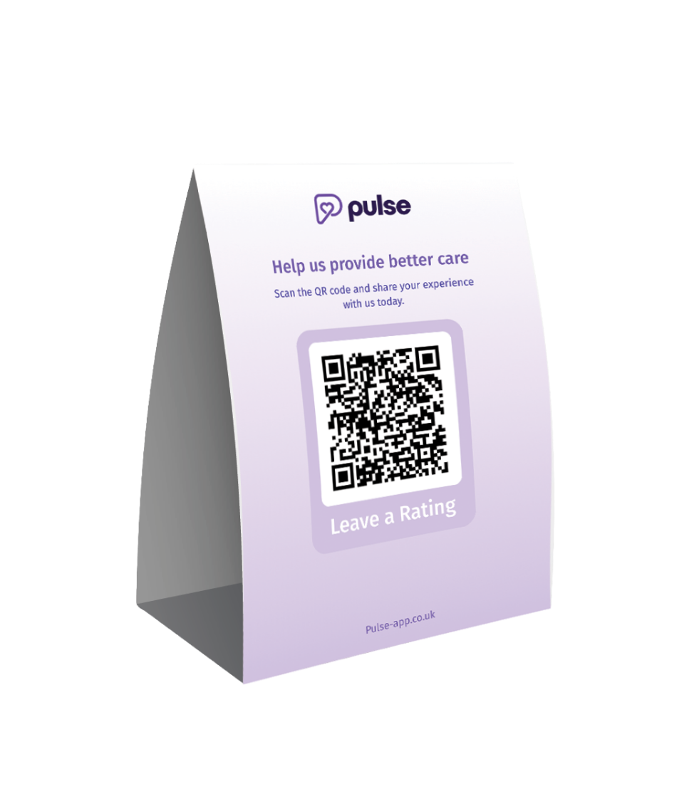 A small QR stand for a communal area or setting