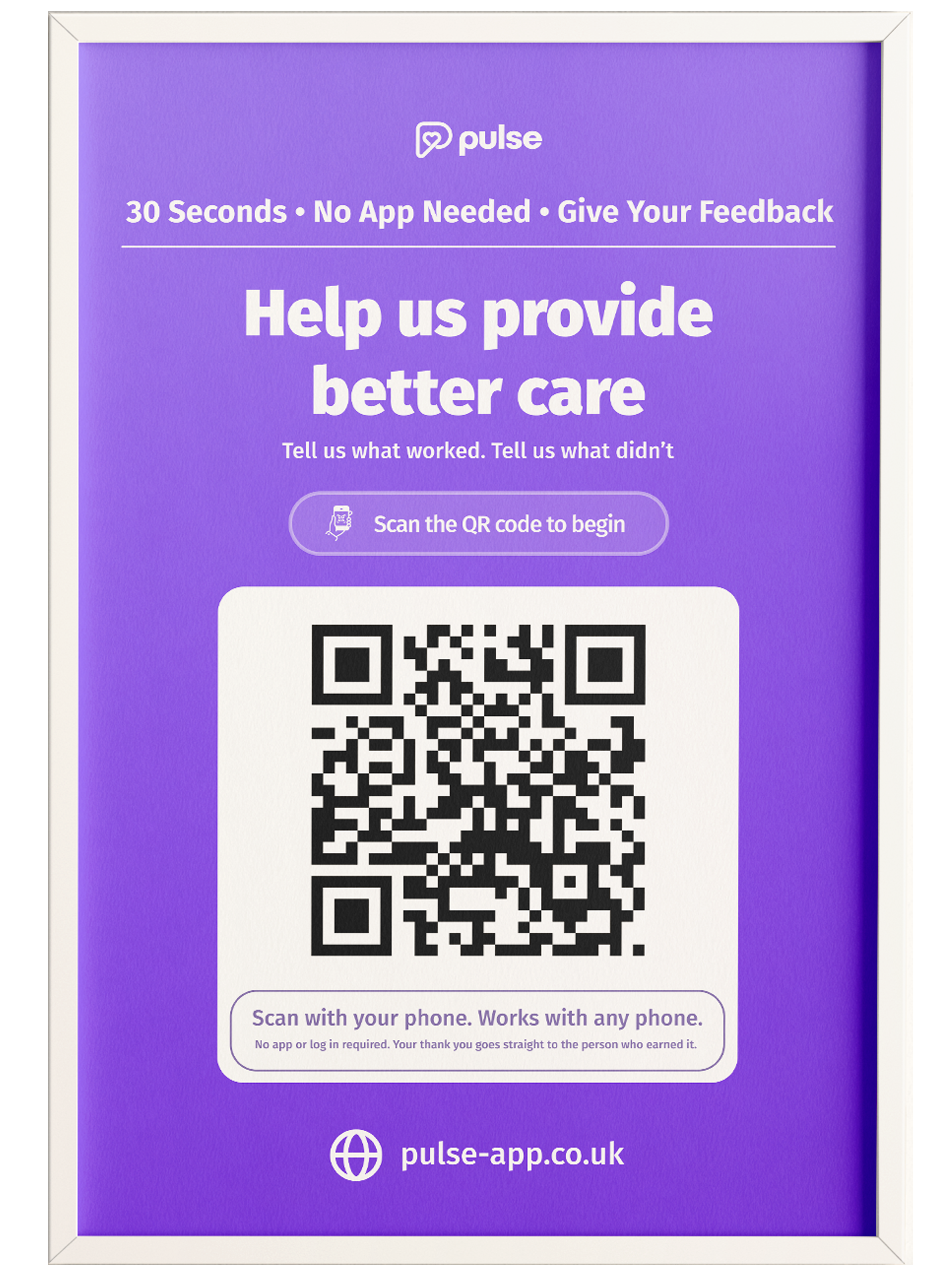 A QR poster included in a welcome pack