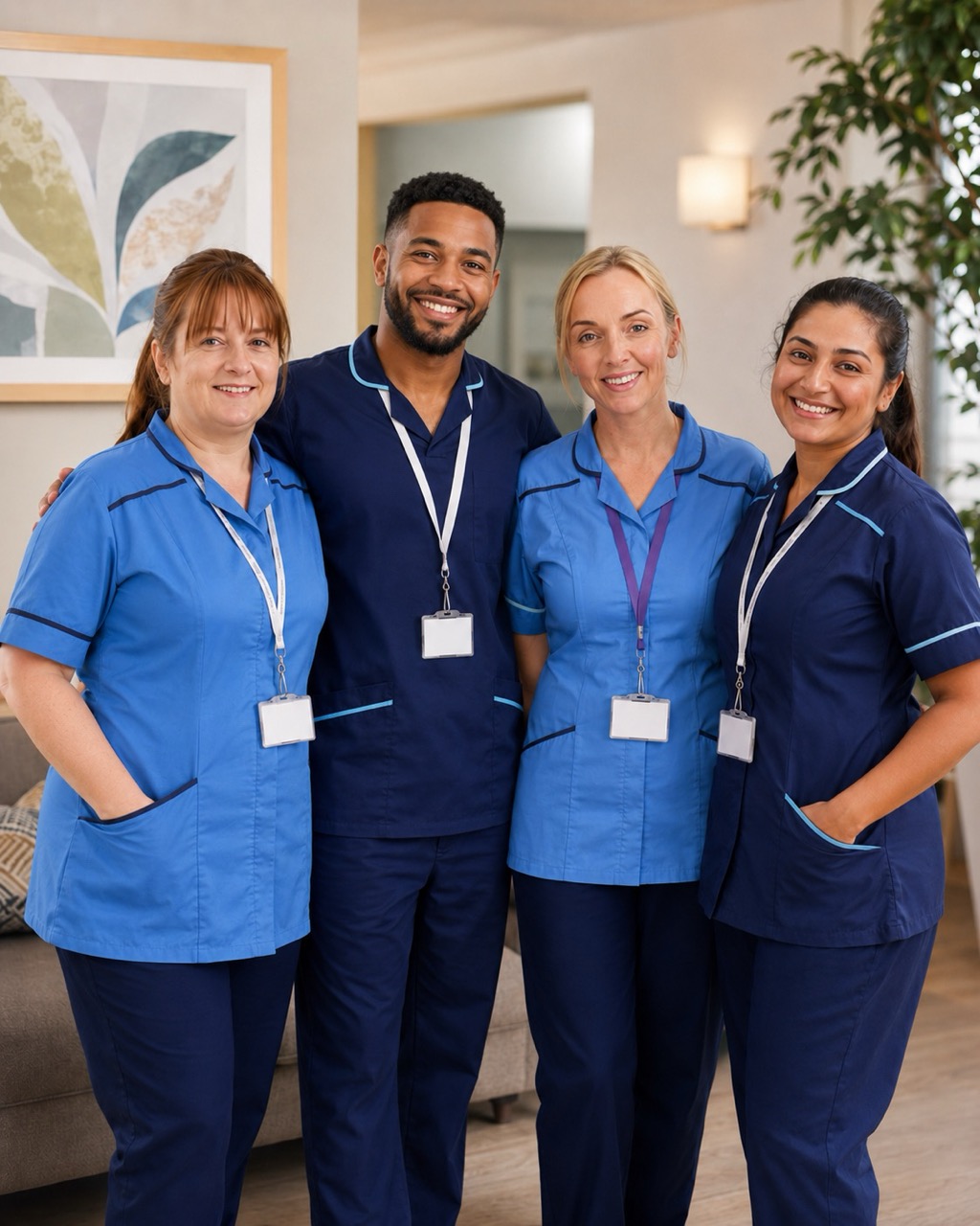 A group of care workers together